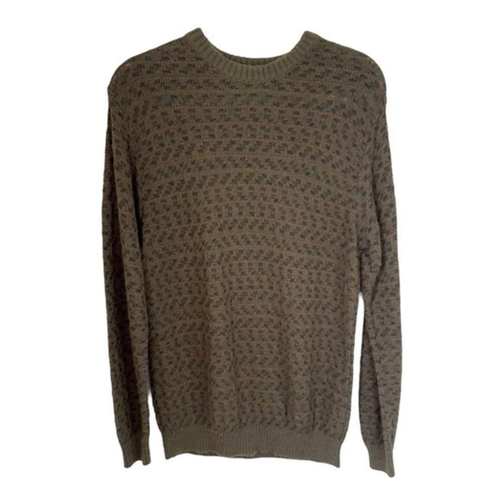 TUMI ✘ Vintage Long Sleeve Crewneck Knit Pullover Cigar Sweater, Green, Size M